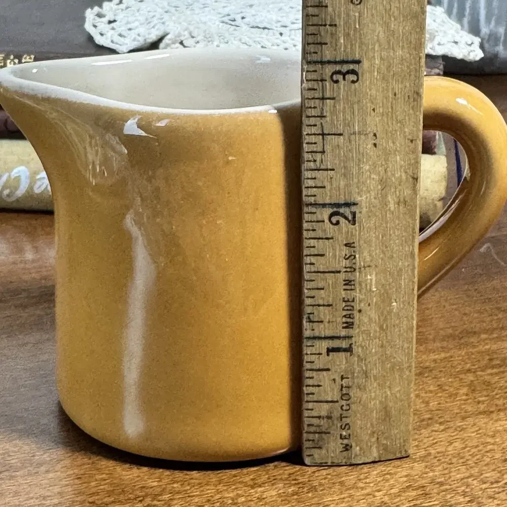 Vintage La Cuisini Canada Mustard Yellow Ceramic Creamer Pitcher 3805 2.5